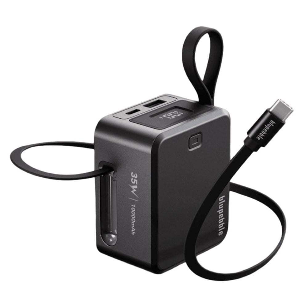 Blupebble Linkpod 35W 10000mAh Power Bank With Retractable Cable - Gray