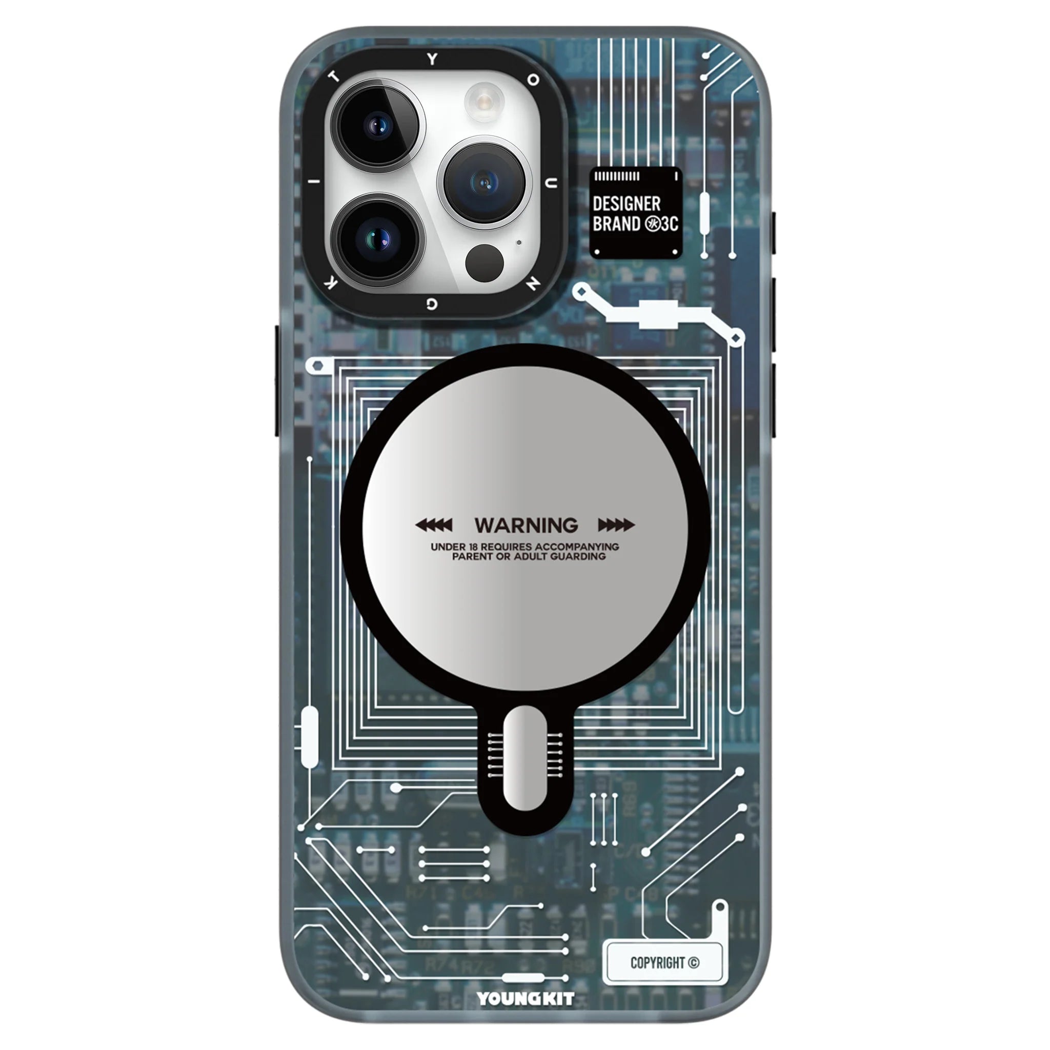 Youngkit Futuristic Circuit Magsafe iPhone 15Pro / 15Pro Max Case - Blue