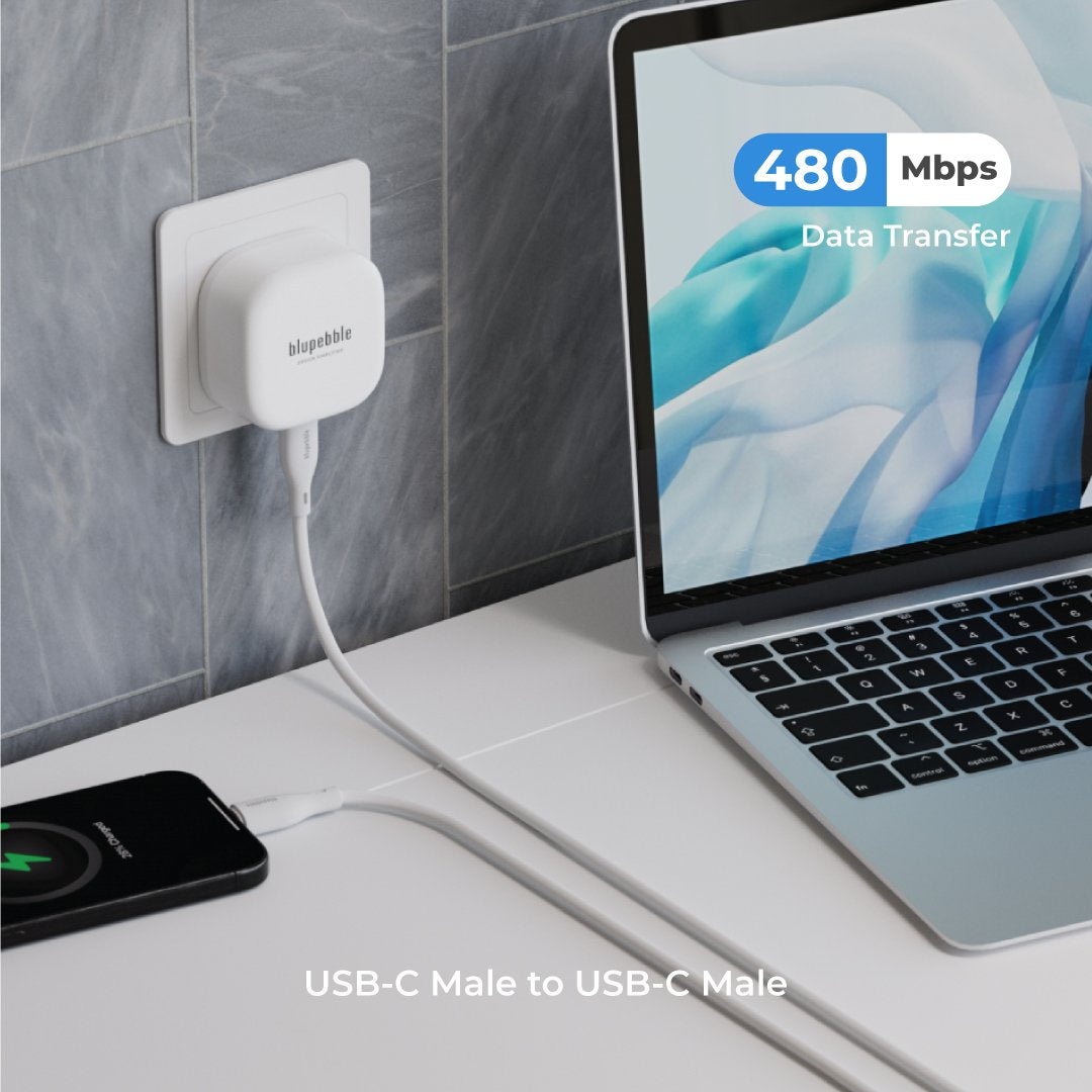 PowerFlow PD 60W USB-C to USB-C Cable – White