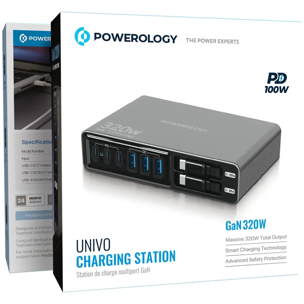 Powerology Univo Charging Station Gan 320W - Black