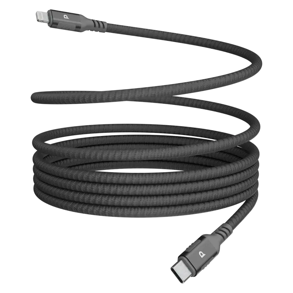 Powerology MFI Lightning to USB-C Magnetic Metal Plug Nylon Braided Cable 1.2 Meter - Dark Grey
