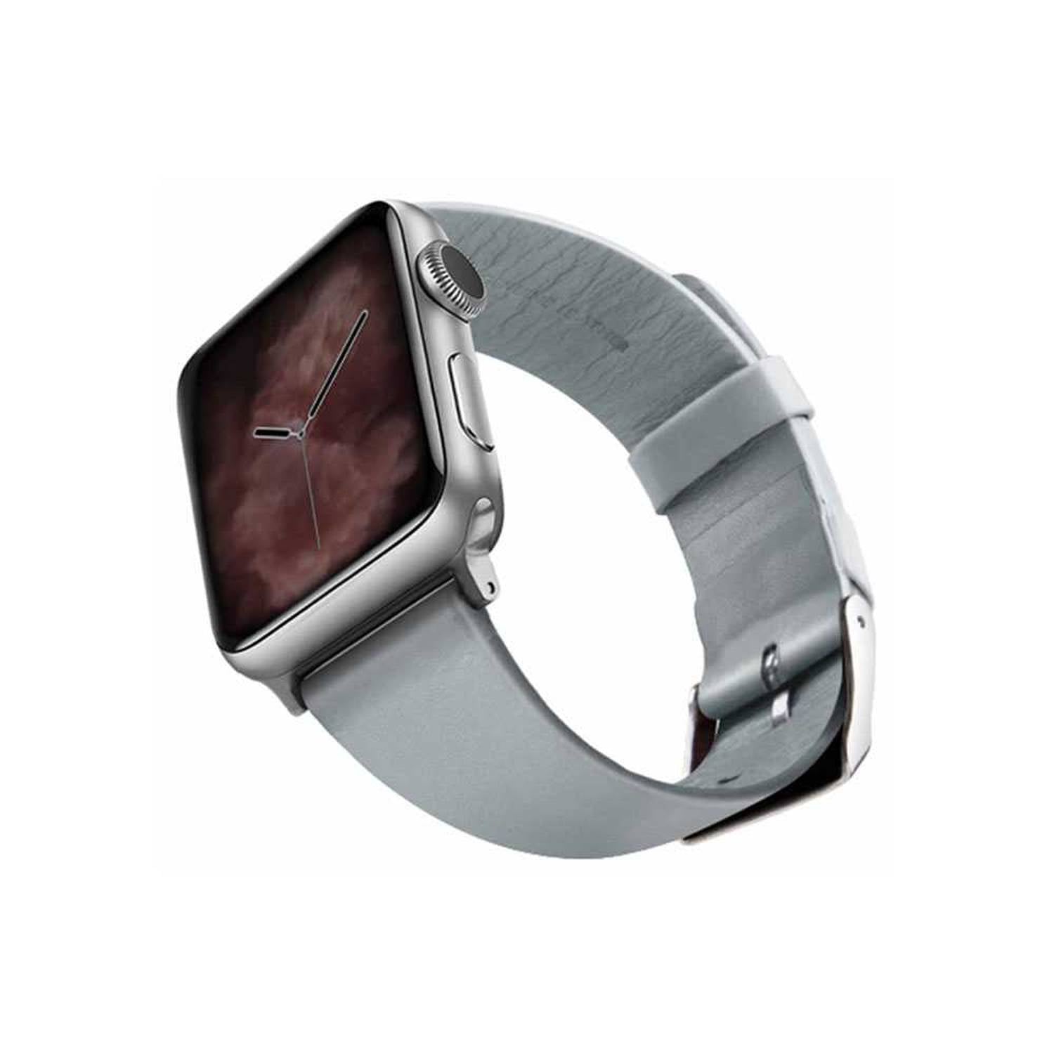 Viva Madrid Montre Allure Genuine Leather Strap Compatible for Apple Watch 42/44/45MM, - Light Blue/Silver